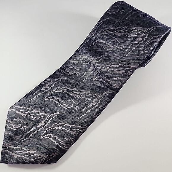 Volta Seta Silk Necktie Blue-Grey Floral Pattern - Made in Italy - Like New - Picture 3 of 4